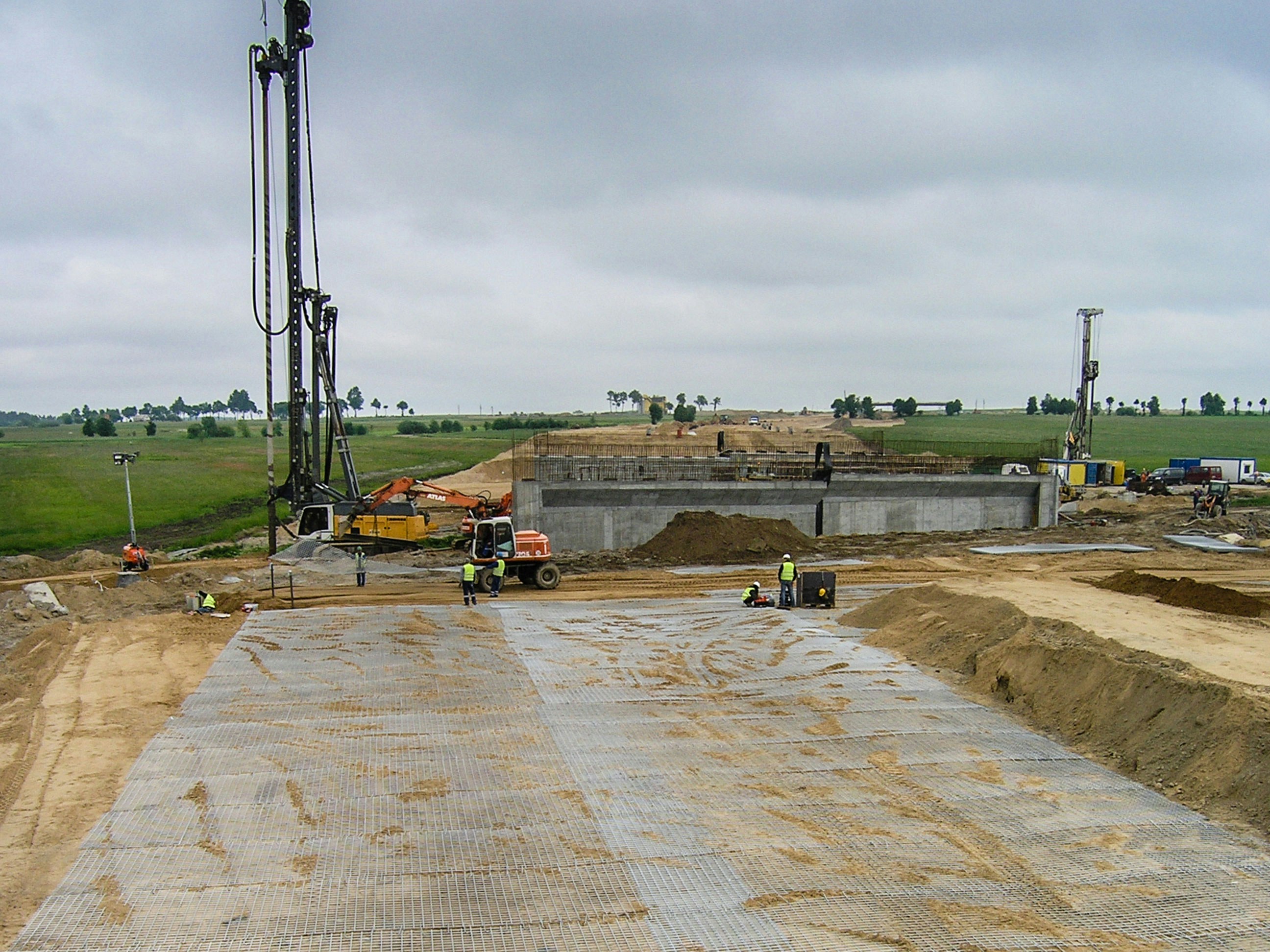 Construction site with modern building
